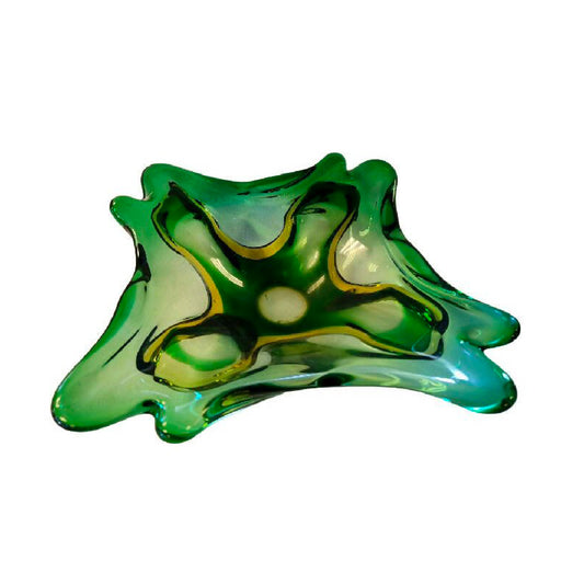 Green Art Glass Dish / Ashtray