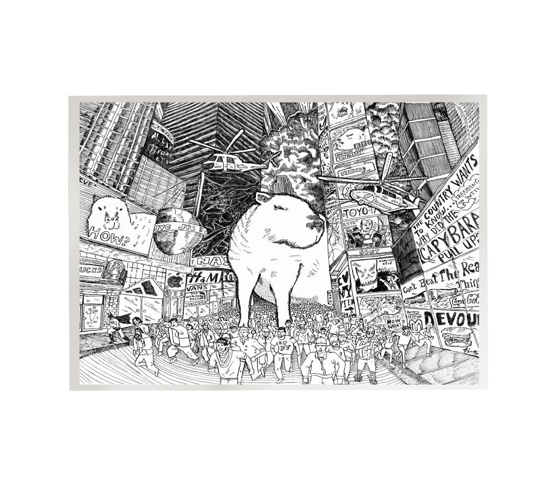 Wandering Capybara in Times Square - How Bazar - Johnny Nguyen Art