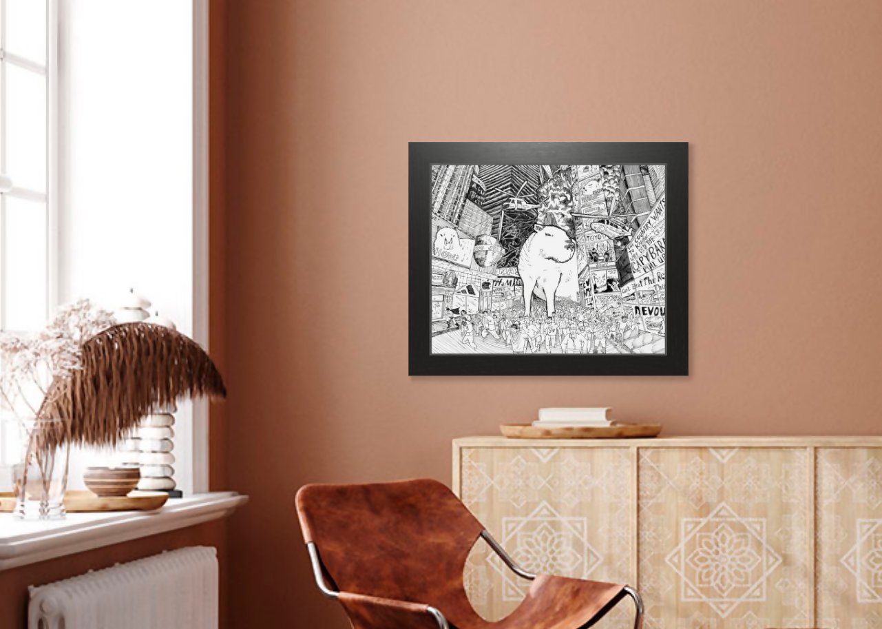 Wandering Capybara in Times Square - How Bazar - Johnny Nguyen Art
