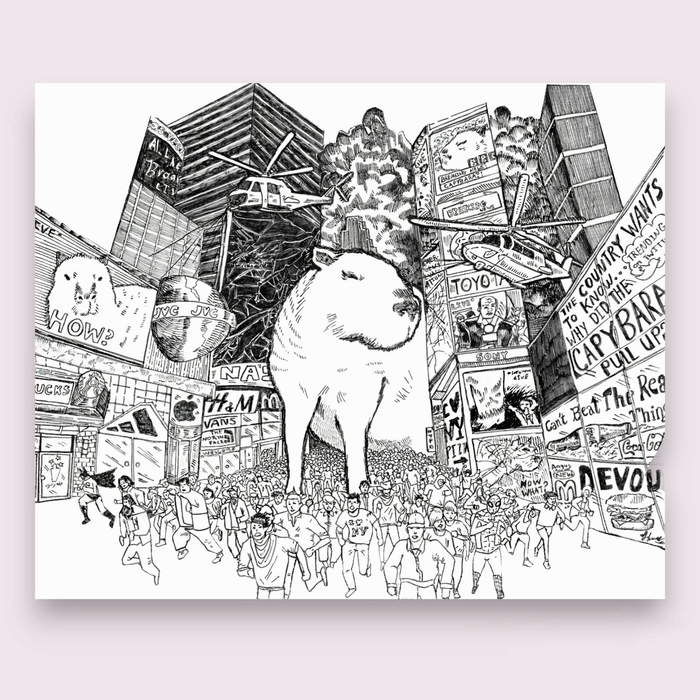 Wandering Capybara in Times Square - How Bazar - Johnny Nguyen Art