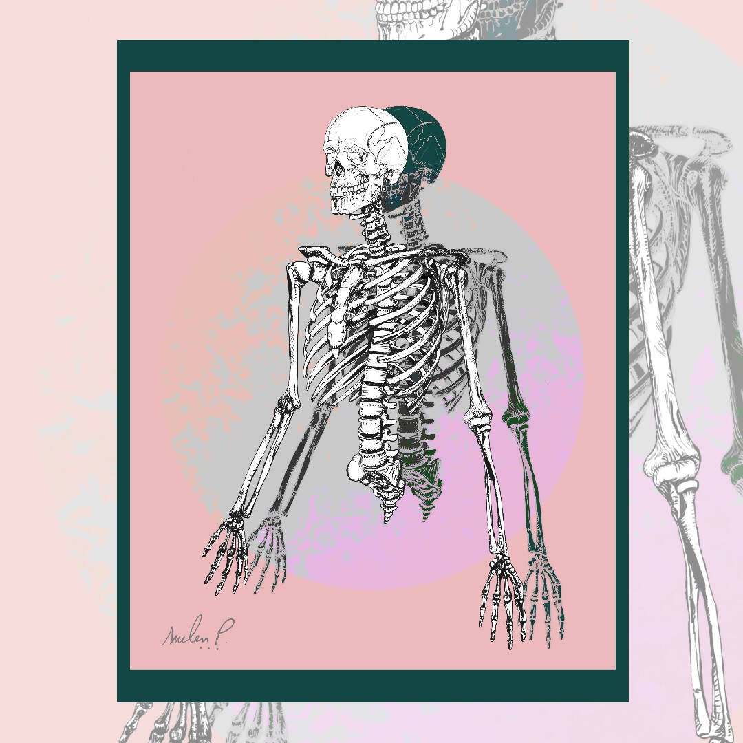 Pink&Green Skeleton - How Bazar - suelen P. art